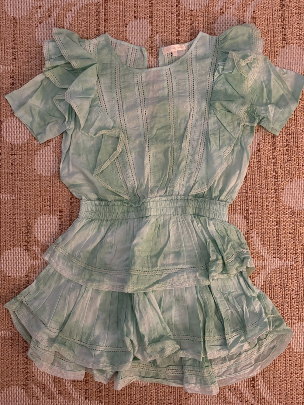 LoveShackFancy Mint Green Ruffle Mini Dress